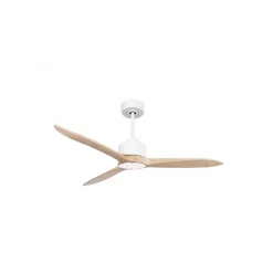 Modulo Latino III - Super destratificateur et ventilateur DC 132 cm blanc pales bois clair idéal 26 à 40 m²