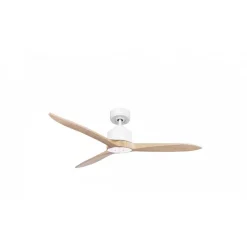 Modulo Latino III - Super destratificateur et ventilateur DC 132 cm blanc pales bois clair idéal 26 à 40 m²