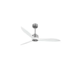 Modulo Latino Slim - Super destratificateur et ventilateur DC 132 cm chrome pales bois blanc idéal 26 à 40 m²