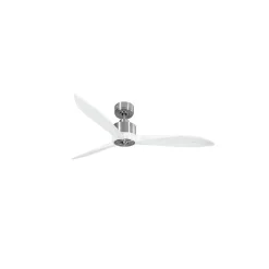 Modulo Latino Slim - Super destratificateur et ventilateur DC 132 cm chrome pales bois blanc idéal 26 à 40 m²