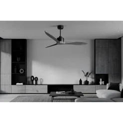 Modulo Latino Slim - Super destratificateur et ventilateur DC 132 cm noir pales bois gris idéal 26 à 40 m²