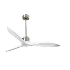 Modulo Latino Slim - Super destratificateur et ventilateur DC 132 cm chrome pales bois blanc idéal 26 à 40 m²