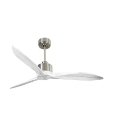 Modulo Latino Slim - Super destratificateur et ventilateur DC 132 cm chrome pales bois blanc idéal 26 à 40 m²