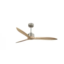Modulo Latino Slim - Super destratificateur et ventilateur DC 132 cm chrome pales bois clair idéal 26 à 40 m²