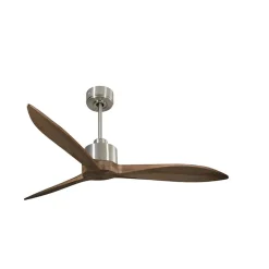 Modulo Latino Slim - Super destratificateur et ventilateur DC 132 cm chrome pales bois sombre idéal 26 à 40 m²