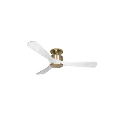 Modulo Low Profile Regular - un ventilateur pour plafond bas , DC 132 cm Laiton pales bois blanc sans Lumière 20 à 40 m²