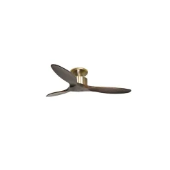 Modulo Low Profile Regular -un ventilateur pour plafond bas DC 132 cm Laiton pales fermées bois sombre sans Lumière 20 à 40 m²