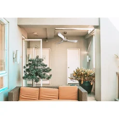 Modulo Regular Exterior - un ventilateur pour extérieur IP44, DC 132 cm Laiton pales abs blanc sans Lumière 20 à 30 m²