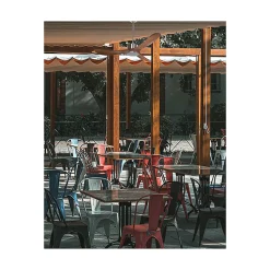 Modulo Regular Exterior - un ventilateur pour extérieur IP44, DC 132 cm Chrome pales abs marron sans Lumière 20 à 35 m²