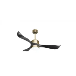 Modulo Regular Exterior - un ventilateur pour extérieur IP44, DC 132 cm Laiton pales abs noir Lumière dimmable 20 à 30 m²