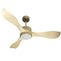 Modulo Regular Exterior - un ventilateur pour extérieur IP44, DC 132 cm Laiton pales abs marron Lumière dimmable 20 à 30 m²