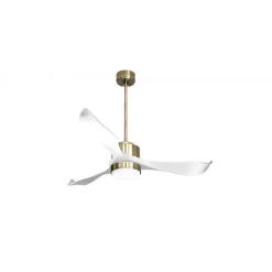 Modulo Regular Exterior - un ventilateur pour extérieur IP44, DC 132 cm Laiton pales abs blanc Lumière dimmable 20 à 30 m²