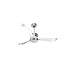 Modulo Regular Exterior - un ventilateur pour extérieur IP44, DC 132 cm Chrome pales abs blanc Lumière dimmable 20 à 30 m²