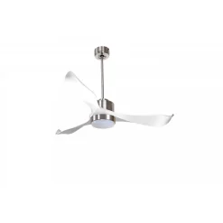 Modulo Regular Exterior - un ventilateur pour extérieur IP44, DC 132 cm Chrome pales abs blanc Lumière dimmable 20 à 30 m²