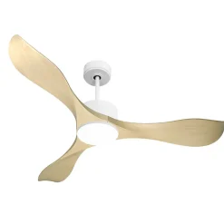 Modulo Regular Exterior - un ventilateur pour extérieur IP44, DC 132 cm Blanc pales abs marron clair sans Lumière 20 à 30 m²