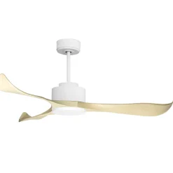 Modulo Regular Exterior - un ventilateur pour extérieur IP44, DC 132 cm Blanc pales abs marron clair sans Lumière 20 à 30 m²
