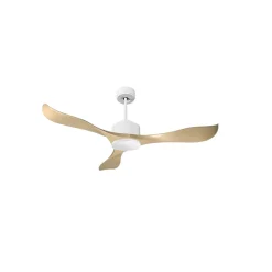 Modulo Regular Exterior - un ventilateur pour extérieur IP44, DC 132 cm Blanc pales abs marron clair sans Lumière 20 à 30 m²