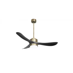 Modulo Regular Exterior - un ventilateur pour extérieur IP44, DC 132 cm Laiton pales abs noir Lumière dimmable 20 à 35 m²