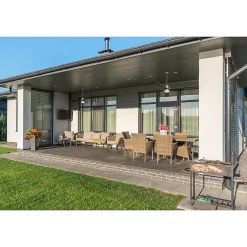 Modulo Regular Exterior - un ventilateur pour extérieur IP44, DC 132 cm Laiton pales abs noir Lumière dimmable 20 à 35 m²