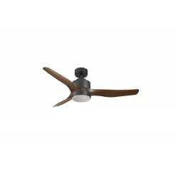 Modulo Regular Exterior -un ventilateur pour extérieur IP44, DC 127 cm Gris basalte pales abs marron Lumière dimmable 20 à 30 m²