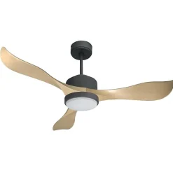 Modulo Regular Exterior-un ventilateur pour extérieur IP44 DC 132 cm Gris basalte pales abs marron Lumière dimmable 20 à 30 m²