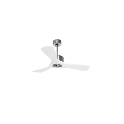 Modulo Regular Ring - Super destratificateur et ventilateur DC 106 cm chrome pales bois blanc sans Lumière 15 à 20 m²