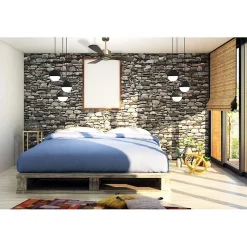 Modulo Regular Ring - Super destratificateur et ventilateur DC 106 cm laiton pales bois sombre sans Lumière 15 à 20 m²