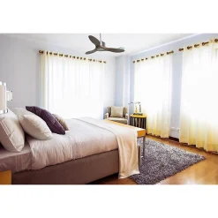 Modulo Regular Ring - Super destratificateur et ventilateur DC 106 cm chrome pales bois sombre sans Lumière 15 à 20 m²