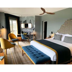 Modulo Regular Ring - Super destratificateur et ventilateur DC 106 cm blanc pales bois sombre sans Lumière 15 à 20 m²