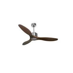 Modulo Regular Ring - Super destratificateur et ventilateur DC 132 cm Chrome pales bois sombre sans Lumière 25 à 40 m²