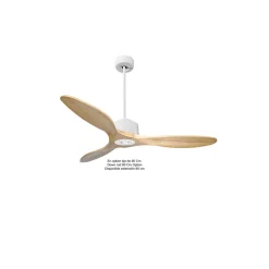 Modulo Regular Ring - Super destratificateur et ventilateur DC 132 cm Blanc pales bois clair sans Lumière 25 à 40 m²