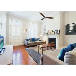 Modulo Regular Ring - Super destratificateur et ventilateur DC 132 cm Blanc pales bois sombre sans Lumière 25 à 40 m²