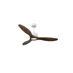 Modulo Regular Ring - Super destratificateur et ventilateur DC 132 cm Blanc pales bois sombre sans Lumière 25 à 40 m²