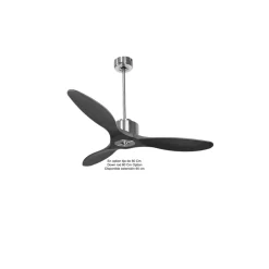 Modulo Regular Ring - Super destratificateur et ventilateur DC 132 cm Chrome pales bois noir sans Lumière 25 à 40 m²