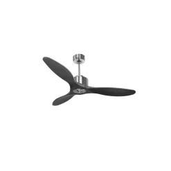 Modulo Regular Ring - Super destratificateur et ventilateur DC 132 cm Chrome pales bois noir sans Lumière 25 à 40 m²