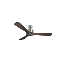 Modulo Regular Ring - Super destratificateur et ventilateur DC 132 cm Chrome pales bois sombre sans Lumière 25 à 40 m²