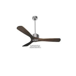 Modulo Regular Ring - Super destratificateur et ventilateur DC 132 cm Chrome pales bois sombre sans Lumière 25 à 40 m²