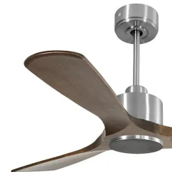 Modulo Slim - Super destratificateur et ventilateur DC 132 cm chrome pales bois sombre idéal 26 à 40 m²