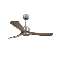 Modulo Slim - Super destratificateur et ventilateur DC 132 cm chrome pales bois sombre idéal 26 à 40 m²