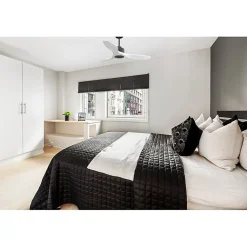 Modulo Slim Ring - Super destratificateur et ventilateur DC 106 cm noir pales bois blanc idéal 10 à 20 m²