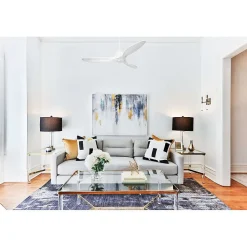 Modulo Slim Ring - Super destratificateur et ventilateur DC 132 cm blanc pales bois blanc idéal 26 à 40 m²