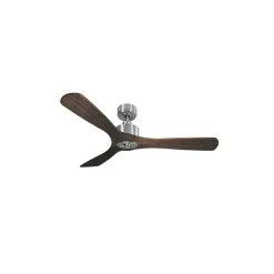 Modulo Slim Ring - Super destratificateur et ventilateur DC 132 cm chrome pales bois sombre idéal 26 à 40 m²