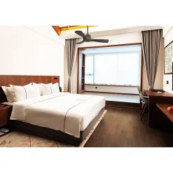 Modulo Slim Ring - Super destratificateur et ventilateur DC 106 cm noir pales bois sombre idéal 10 à 20 m²