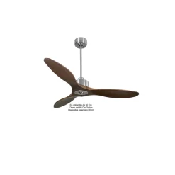 Modulo Slim Ring - Super destratificateur et ventilateur DC 132 cm chrome pales bois sombre idéal 26 à 40 m²