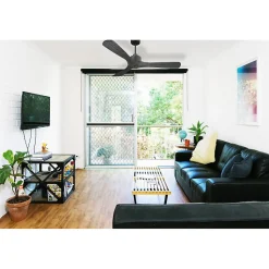 Modulo Slim Ring - Super destratificateur et ventilateur DC 132 cm noir pales bois noir idéal 26 à 40 m²