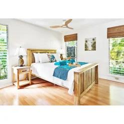 Modulo Slim Ring - Super destratificateur et ventilateur DC 106 cm blanc pales bois clair idéal 10 à 20 m²