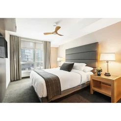 Modulo Slim Ring - Super destratificateur et ventilateur DC 106 cm blanc pales bois clair idéal 10 à 20 m²