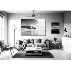 Modulo slim - Super destratificateur et ventilateur DC 132 cm Gris basalte pales bois gris avec Lumière 25 à 35 m²