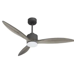Modulo slim - Super destratificateur et ventilateur DC 132 cm Gris basalte pales bois gris avec Lumière 25 à 35 m²