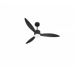 Modulo slim - Super destratificateur et ventilateur DC 132 cm Chocolat pales bois noir avec Lumière 25 à 35 m²